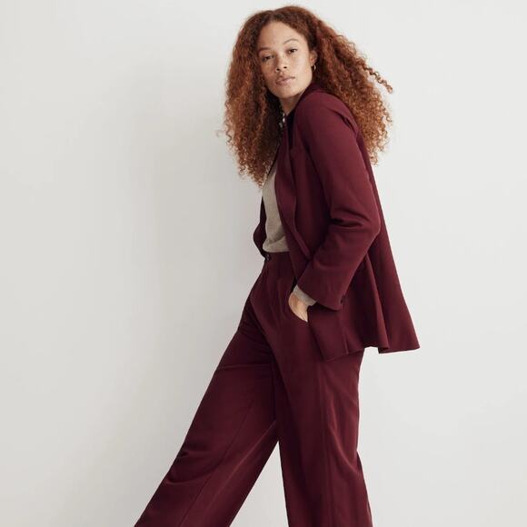 MADEWELL Drapeweave Caldwell Double-Breast Blazer Cabernet Maroon Red Sz S {W5} - Picture 3 of 9